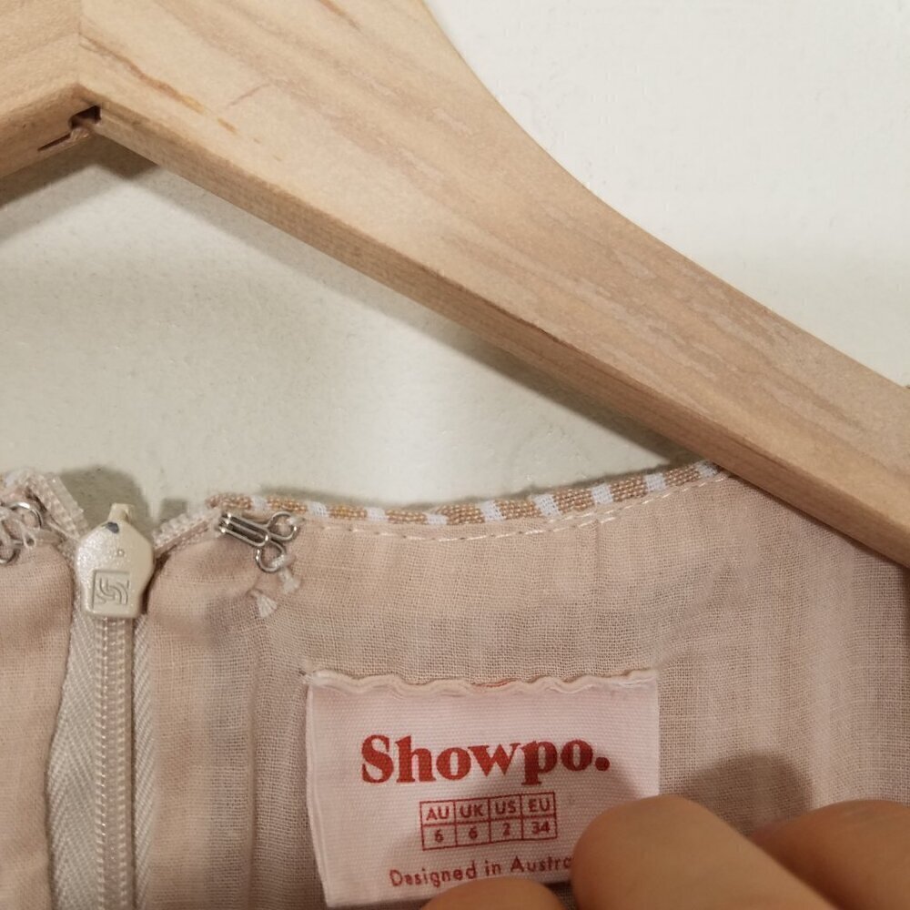 Showpo. Top It Off Pluge Tie Front V-Neck Striped Romper Size 2 - Picture 7 of 10
